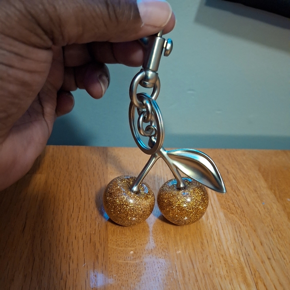 Gold Cherry Keychain Accessory - Picture 1 of 6